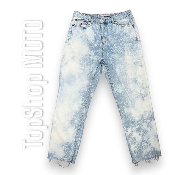 Topshop MOTO Distressed Bleach Wash Raw Cut Frayed Hem Cuff Women’s W30” x L30” - Picture 1 of 14